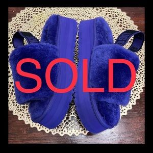 UGG WOMEN'S PURPLE SHEARLING DISCO SLIDE SLIPPER SANDALS
